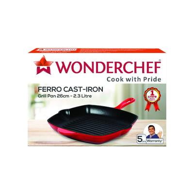 Wonderchef Ferro Cast Iron Grill Pan 26cm, 2.3 L