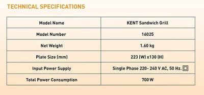 Kent 16025 700-Watt Sandwich Grill (Black)