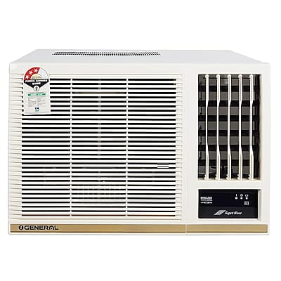 OGeneral BBAA Series 1.5 Ton 3 Star Window AC with Super Wave Technology 3-Speed Cooling (AXGB18BBAA-B, White)