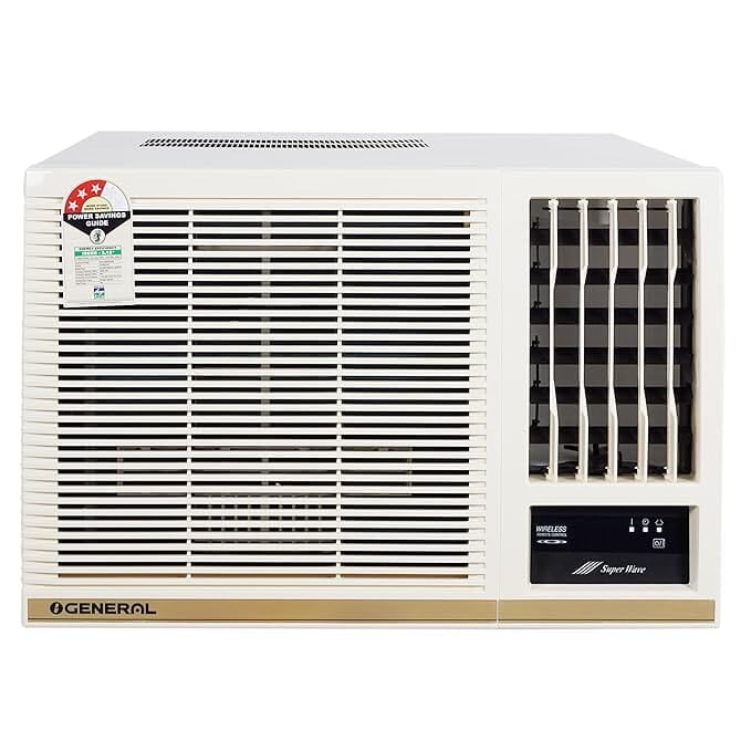 OGeneral BBAA Series 1.5 Ton 3 Star Window AC with Super Wave Technology 3-Speed Cooling (AXGB18BBAA-B, White)