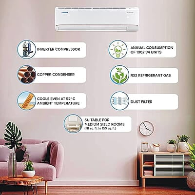 Blue Star 1.5 Ton 3 Star 5 in 1 Convertible Inverter Split AC (Copper, Multi Sensors, Stabalizer Free Operation, Self Diagnosis, IA318FNU, White)