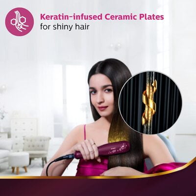 PHILIPS BHS738/00 Kerashine Titanium Wide Plate Straightener With SilkProtect Technology, Teal PHILIPS BHS738/00 Kerashine Titanium Wide Plate Straightener With SilkProtect Technology, Teal