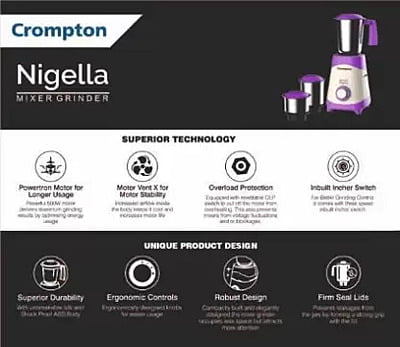 Cromton Nigella 500 Watt Mixer grinder