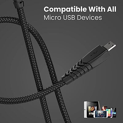 Portronics Konnect B micro !m USB cable- Black POR1233