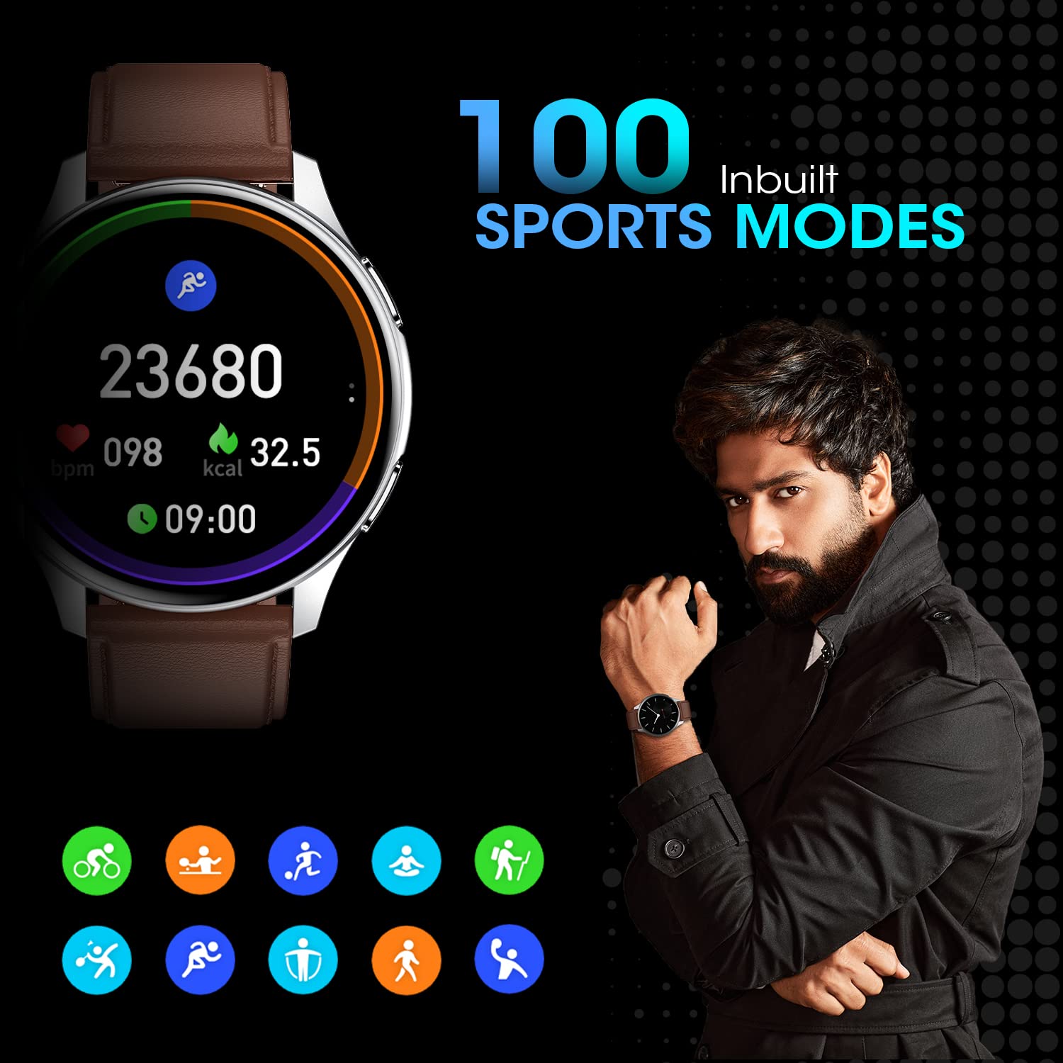 Fire-Boltt INVINCIBLE 1.39" AMOLED 454x454 Bluetooth Calling Smartwatch ALWAYS ON, 100 Sports Modes, 100 Inbuilt Watch Faces & 8GB, Play Music Without Phone on TWS, Spo2 & Heart Tracking