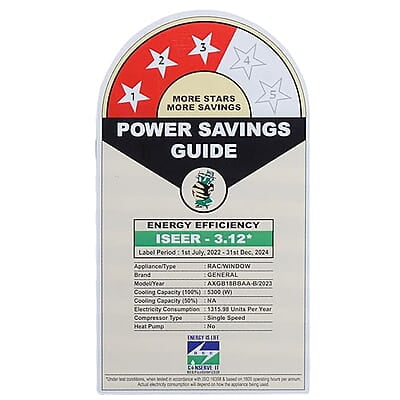 OGeneral BBAA Series 1.5 Ton 3 Star Window AC with Super Wave Technology 3-Speed Cooling (AXGB18BBAA-B, White) OGeneral BBAA Series 1.5 Ton 3 Star Window AC with Super Wave Technology 3-Speed Cooling (AXGB18BBAA-B, White)