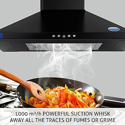 Glen Electric Kitchen Chimney, Pyramid Shape Single Baffle filter 60cm 1000 m3/h -Black (6049 BLK 60 BF) Glen Electric Kitchen Chimney, Pyramid Shape Single Baffle filter 60cm 1000 m3/h -Black (6049 BLK 60 BF)