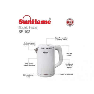 Sunflame SF-192 , 1.2 L, White, STEEL Electric Kettle