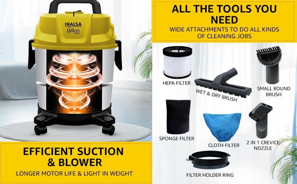 INALSA Wet & Dry Vacuum Cleaner for Home all the tools you need
