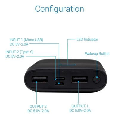 Portronics Indo 10S 10,000 mAh Li-Polymer Power Bank with 2A Dual Inputs Type C & USB and 2A Dual USB Outputs