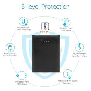 Portronics Indo 10S 10,000 mAh Li-Polymer Power Bank with 2A Dual Inputs Type C & USB and 2A Dual USB Outputs Portronics Indo 10S 10,000 mAh Li-Polymer Power Bank with 2A Dual Inputs Type C & USB and 2A Dual USB Outputs