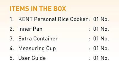 KENT Personal Rice Cooker 0.9-litres 180-Watt (Black and Silver)