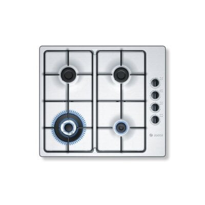 Bosch PBH615B8TI Brushed Steel Gas Hob 60cm, Silver