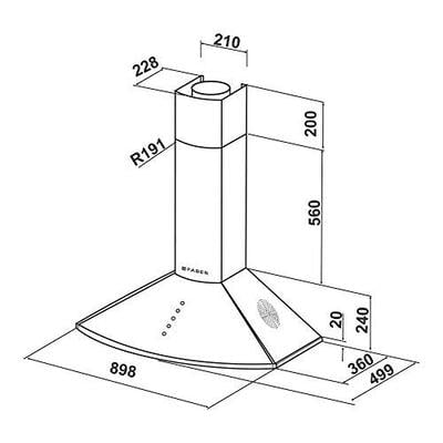 Faber 60cm 3 Way Silent Suction Chimney, 1295 m3/hr Faber 60cm 3 Way Silent Suction Chimney, 1295 m3/hr