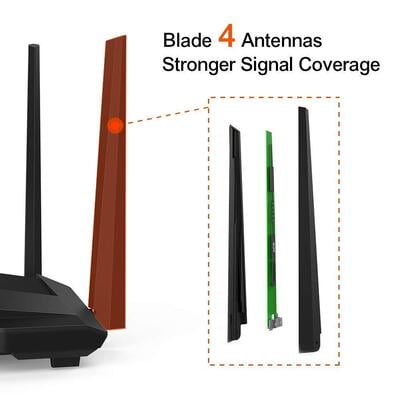 Tenda AC10 1200Mbps Wireless Smart Dual-Band Gigabit WiFi Router (Black)