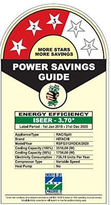 Hitachi 1 Ton RSFG311HCEA Merai 3100S 3 Star Inverter Split AC