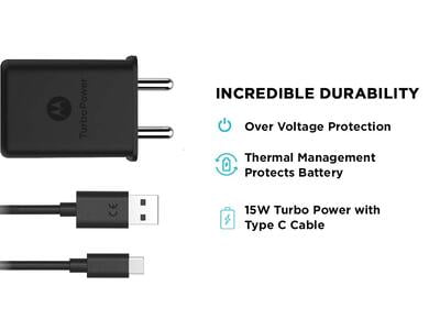 MOtorola Turbopower Type C Charger 15+ Cable