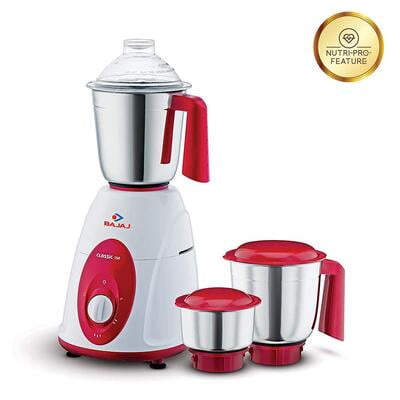 Bajaj Classic Mixer Grinder, 750W, 3 Jars (White and Maroon) Bajaj Classic Mixer Grinder, 750W, 3 Jars (White and Maroon)