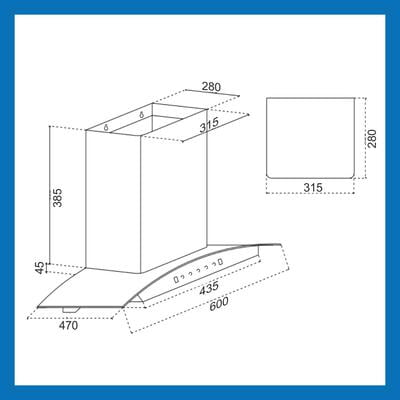 Glen Cooker Hood 6060BL Auto Clean 60cm 1050mq