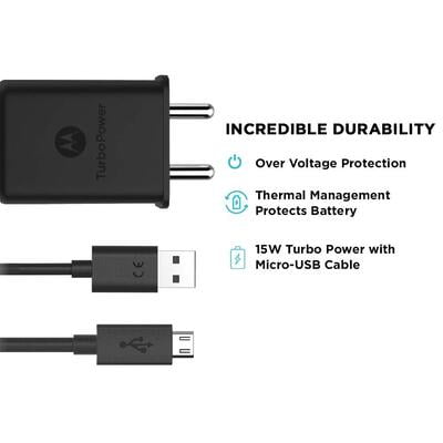 Motorola Turbo Micro Charger 15+ Wall Charger with Micro-USB Data Cable