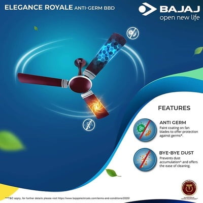 Bajaj Elegance Royale Anti-Germ BBD 1200mm Ceiling Fan Bajaj Elegance Royale Anti-Germ BBD 1200mm Ceiling Fan
