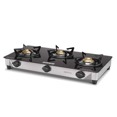 Usha EBONY Neo GS 3003 SS Thick Toughened Glass Top 3 Burner Usha EBONY Neo GS 3003 SS Thick Toughened Glass Top 3 Burner