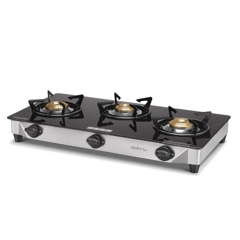 Usha EBONY Neo GS 3003 SS Thick Toughened Glass Top 3 Burner Usha EBONY Neo GS 3003 SS Thick Toughened Glass Top 3 Burner