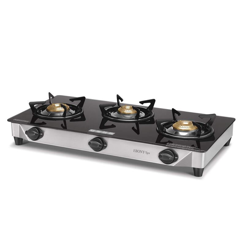 Usha EBONY Neo GS 3003 SS Thick Toughened Glass Top 3 Burner