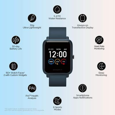 Amazfit Bip S Lite Smart Watch, 30 Days Battery Life - 8 Sports Modes