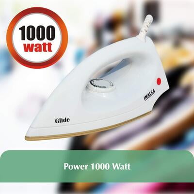 Inalsa Glide 1000-Watt Electric Dry Iron (White)