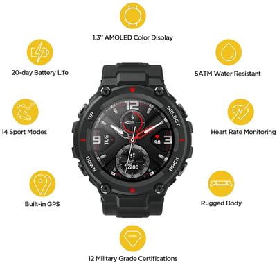 Huami Amazfit T-Rex Smart Watch with 20 Days Battery Life