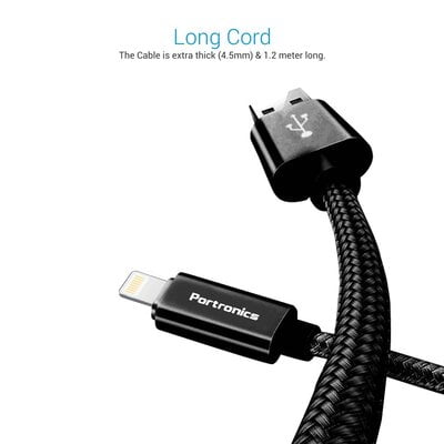 Portronics Konnect Pro (POR-792) 1.2 m Lightning Cable