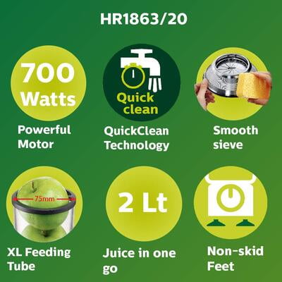 Philips Viva Collection HR1863/20 2-Litre Juicer (Black/Silver) Philips Viva Collection HR1863/20 2-Litre Juicer (Black/Silver)
