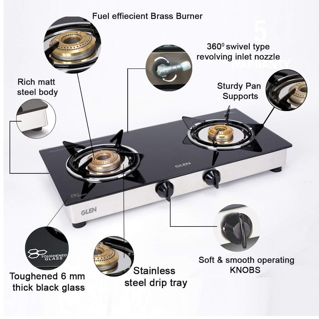 Buy Glen 2 Burner ISI LPG Gas Stove 1020 GT Junior Brass Burners lowest price at dillimall