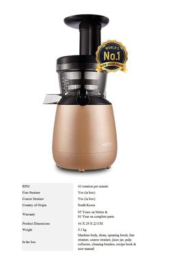 Hurom plastic & Stainless Steel HP 150-W Cold press Juicer Hurom plastic & Stainless Steel HP 150-W Cold press Juicer