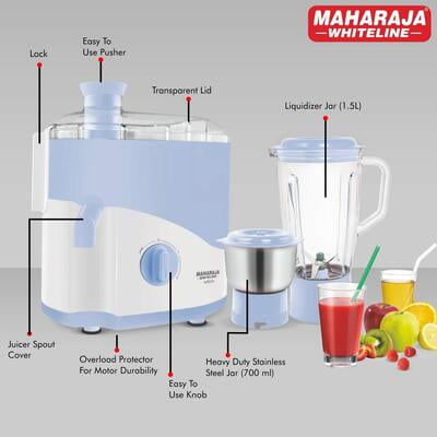 Maharaja Whiteline JX1-149 Odacio Blue 450 W Juicer Mixer Grinder Maharaja Whiteline JX1-149 Odacio Blue 450 W Juicer Mixer Grinder