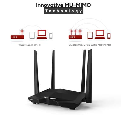 Tenda AC10 1200Mbps Wireless Smart Dual-Band Gigabit WiFi Router (Black)