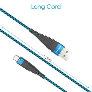 PORTRONICS KONNECT 4C 1.2M TYPE-C CABLE BLUE BLACK POR 873