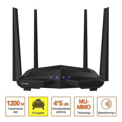 Tenda AC10 1200Mbps Wireless Smart Dual-Band Gigabit WiFi Router (Black)