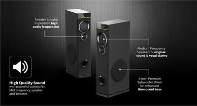 PHILIPS TOWER SPEAKERS SPA9080B/94 2.0 PHILIPS TOWER SPEAKERS SPA9080B/94 2.0