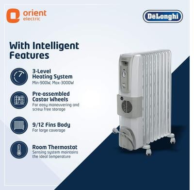 De'Longhi 12 Fin OFR Room Heater with PTC 3000-Watt Fan