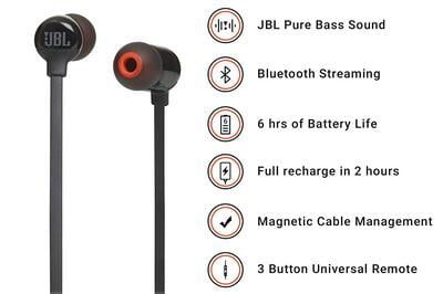 JBL T110BT Wireless Headphone with Mic, Magnetic Cable and Quick Charging