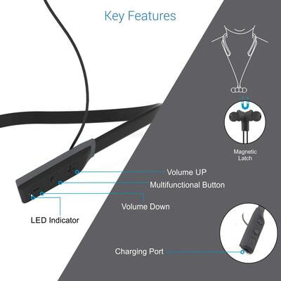 PORTRONICS STEREO BT EARPHONE HARMONICS 220-GREY POR560 PORTRONICS STEREO BT EARPHONE HARMONICS 220-GREY POR560