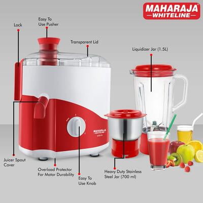 Maharaja Whiteline JX-125 ODACIO 450 W Juicer Mixer Grinder Maharaja Whiteline JX-125 ODACIO 450 W Juicer Mixer Grinder