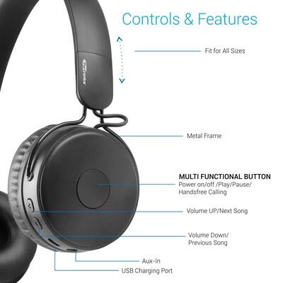 Portronics Headset Bluetooth MUFFS M With Mic & Aux Portronics Headset Bluetooth MUFFS M With Mic & Aux