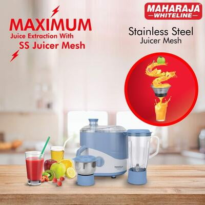 Maharaja Whiteline JX1-149 Odacio Blue 450 W Juicer Mixer Grinder Maharaja Whiteline JX1-149 Odacio Blue 450 W Juicer Mixer Grinder