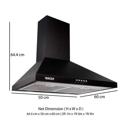 Inalsa Brio 60 BKBF 60 cm, 950 m³/hr Kitchen Chimney