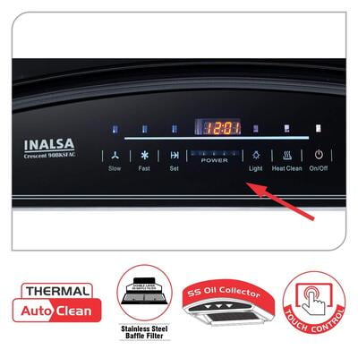 Inalsa Cruise 90BKSFAC 1300 m³/hr, Auto Clean, Kitchen Chimney Inalsa Cruise 90BKSFAC 1300 m³/hr, Auto Clean, Kitchen Chimney