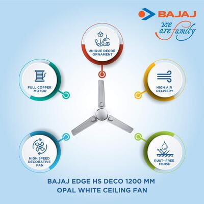 BAJAJ FAN 1200 MM EDGE HS DECO OPAL WHITE BAJAJ FAN 1200 MM EDGE HS DECO OPAL WHITE