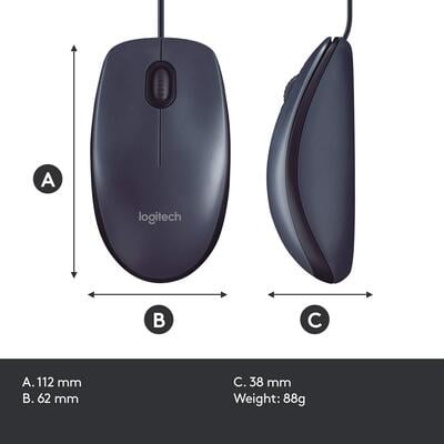 Logitech M100r USB Wired Mouse (Black)